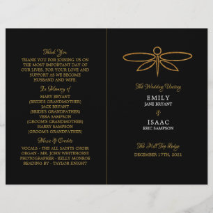 Vintage Gold Foil Dragonfly Wedding Program
