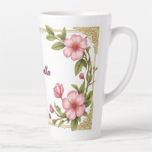 Vintage Gold Frame With Colorful Peony Latte Mug