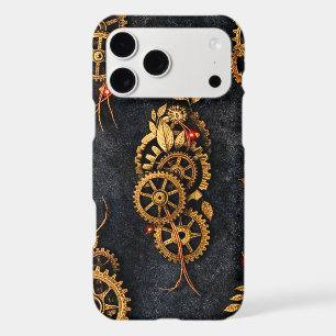 Vintage Gold Gears & Red Neon Mythic Cyberpunk