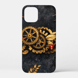 Vintage Gold Gears & Red Neon Mythic Cyberpunk  iPhone 12 Mini Case