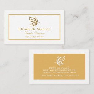 Vintage Gold Glitter Butterfly Business Card