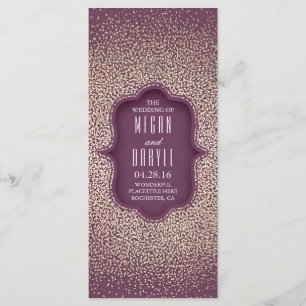 Vintage Gold Glitter Confetti Plum Wedding Program