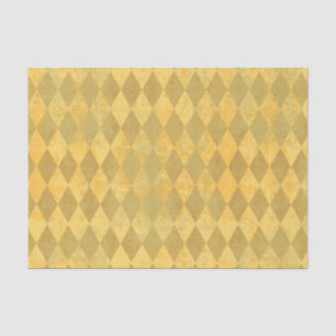 Vintage Gold Harlequin Distressed Diamond Pattern Tissue Paper