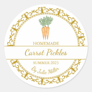 Vintage Gold Homemade Carrot Pickles Label