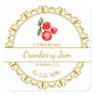 Vintage Gold Homemade Cranberry Jam Label