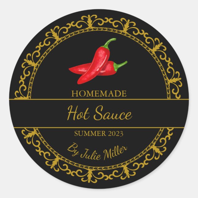Vintage Gold Homemade Hot Chili Sauce Black Label  (Front)
