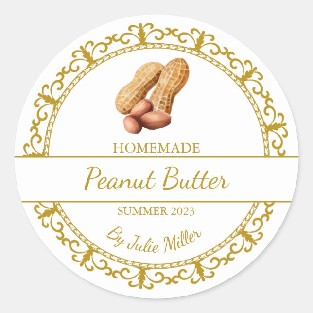 Vintage Gold Homemade Peanut Butter Label  (Front)