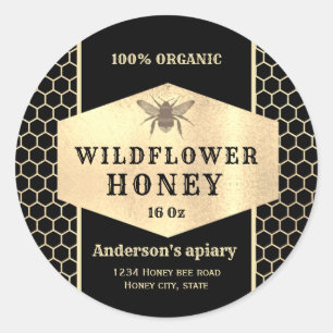 Vintage  gold honeybee honey jar label