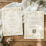 Vintage Gold & Ivory Cream French Floral Wedding Invitation<br><div class="desc">Elegant gold florals arranged within an ornate chinoiserie floral frame create a timeless vintage french wedding invitation with classic European charm. Set against a soft cream and ivory background, the detailed botanical artwork and delicate toile de jouy style accents evoke the beauty of classic wedding stationery inspired by Victorian floral...</div>