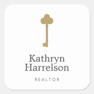 Vintage Gold Key Real Estate Interior Designer Square Sticker
