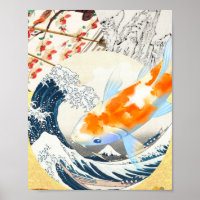 Vintage Gold Koi Pond of Japanese Culture