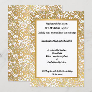 VINTAGE GOLD  LACE WEDDING INVITATION