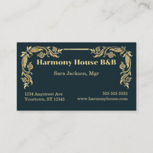 Vintage Gold Leaf Design B and B Business Card