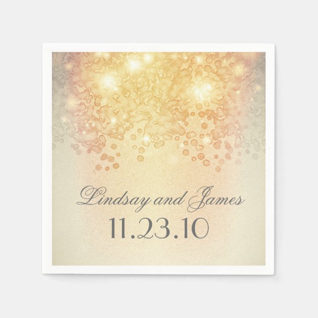 Vintage Gold Lights Wedding Napkin (Front)
