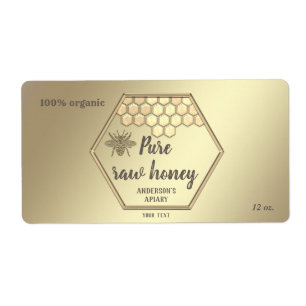 Vintage gold luxury bee honey comb honey jar squar