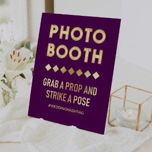 Vintage Gold Marquee Letters Wedding Photo Booth Pedestal Sign