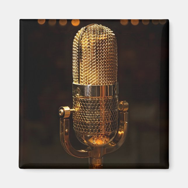 Vintage gold microphone magnet (Front)