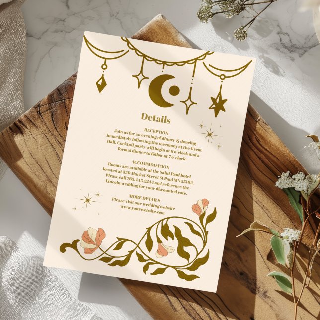 Vintage Gold Mystical Botanical Wedding Enclosure Card (Creator Uploaded)