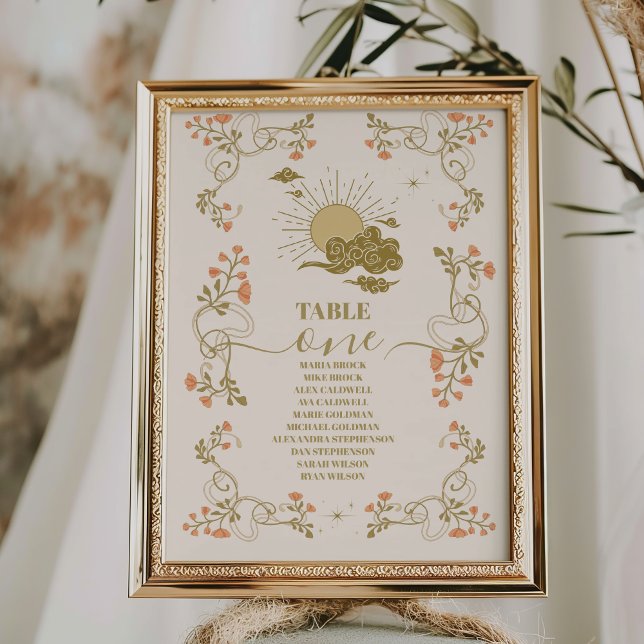 Vintage Gold Mystical Botanical Wedding Table Number (Creator Uploaded)