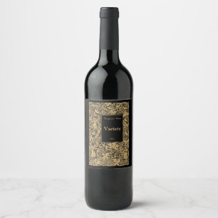 Vintage Gold on Black Grape Vine Template Wine Label