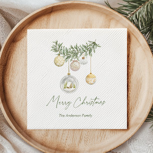 Vintage Gold Ornament Christmas Napkin