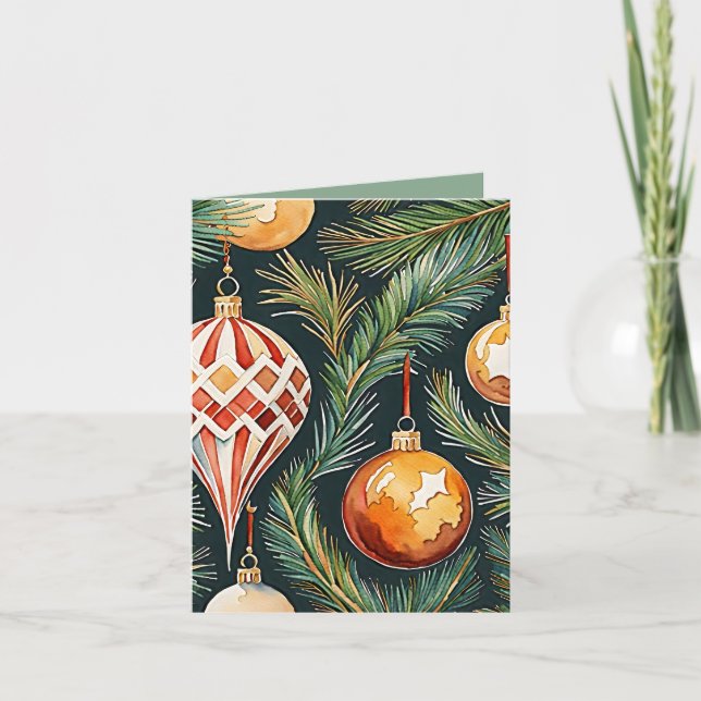 Vintage Gold Ornament Photo & Craft Christmas Card (Front)