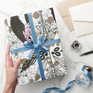 Vintage Gold Ornament Polka Dots Wrapping Paper