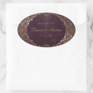 Vintage Gold Ornament Save The Date Sticker