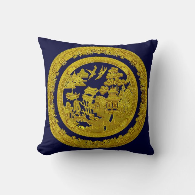 Vintage Gold pattern Throw Pillow (Front)