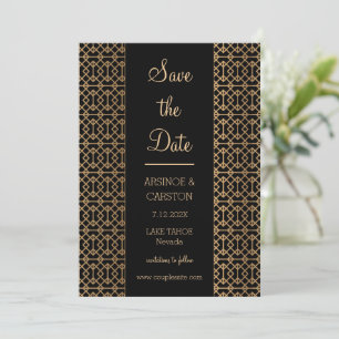 Vintage Gold Pattern Wedding Save The Date