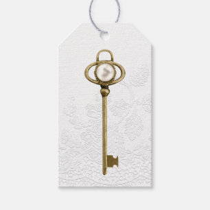 Vintage Gold Pearl Key Gift Tags
