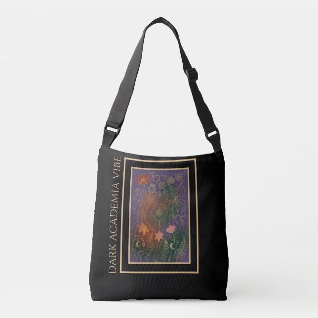 Vintage Gold Poppy Botanical Crossbody Tote Bag (Devant)