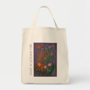 Vintage Gold Poppy Botanical Dark Academia Tote Ba Bag