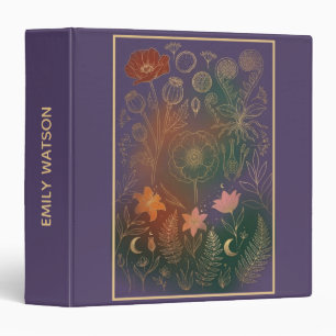 Vintage Gold Poppy Dark Botanical Aesthetic Binder