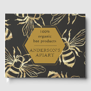 vintage gold queen bee apiary guest book