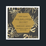 vintage gold queen bee apiary honey monogram napkin<br><div class="desc">vintage gold queen bee on two different backgrounds cream and black with polygon that holds all information for your apiary. Choose between different items from this collection to complete your branding.</div>