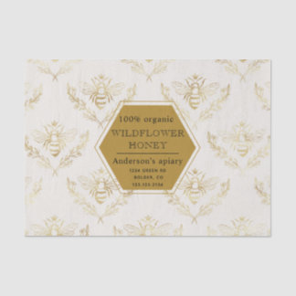 vintage gold queen been apiary monogram tissue paper