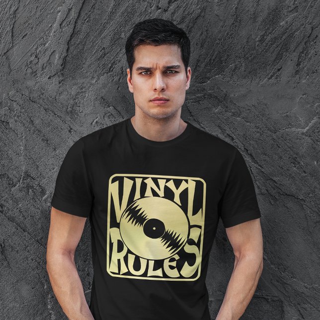 Vintage Gold Record Vinyl Rules Men's T-Shirt (Vintage Gold Vinyl Rules Record Men's T-shirt)