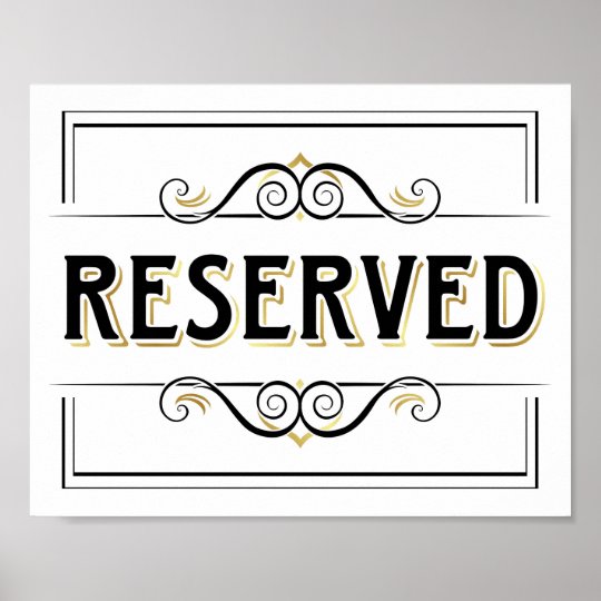 Vintage Gold RESERVED Sign Print | Zazzle.ca