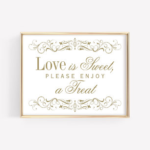 Vintage Gold Scrollwork Love is Sweet Sign