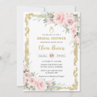 Vintage Gold Soft Blush Pink Floral Bridal Shower