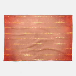 Vintage gold striped ginger pumpkin orange fall  kitchen towel