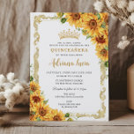 Vintage Gold Sunflower Yellow Floral Quinceañera Invitation<br><div class="desc">Personalize this elegant Quinceañera / Sweet 16 birthday invitation easily and quickly. Simply click the customize it further button to edit the texts,  change fonts and fonts colours. Featuring watercolor sunflower floral and a vintage gold border. Matching items available in store. (c) Somerset Fine Paperie</div>
