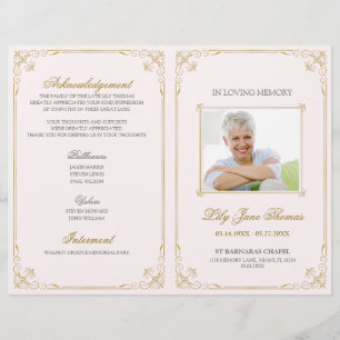 Vintage Gold Swirl Funeral Program   Edit Colour F Flyer