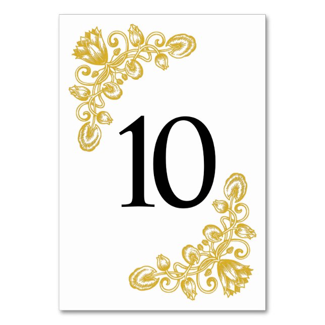 Vintage Gold Table 10 Table Number (Front)