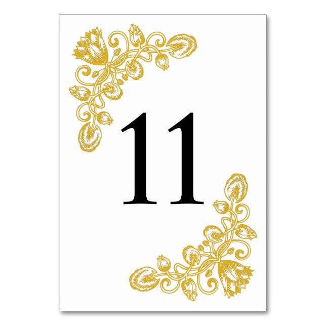 Vintage Gold Table 11 Table Number (Front)