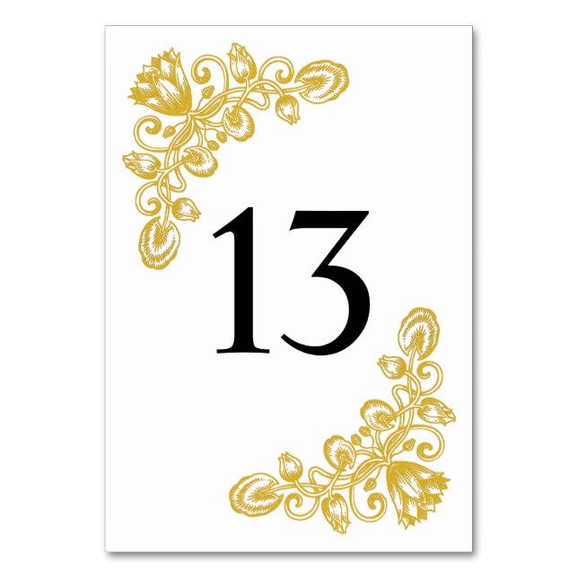Vintage Gold Table 13 Number (Front)