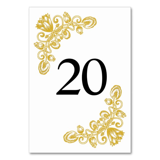 Vintage Gold Table 20 Table Number (Front)