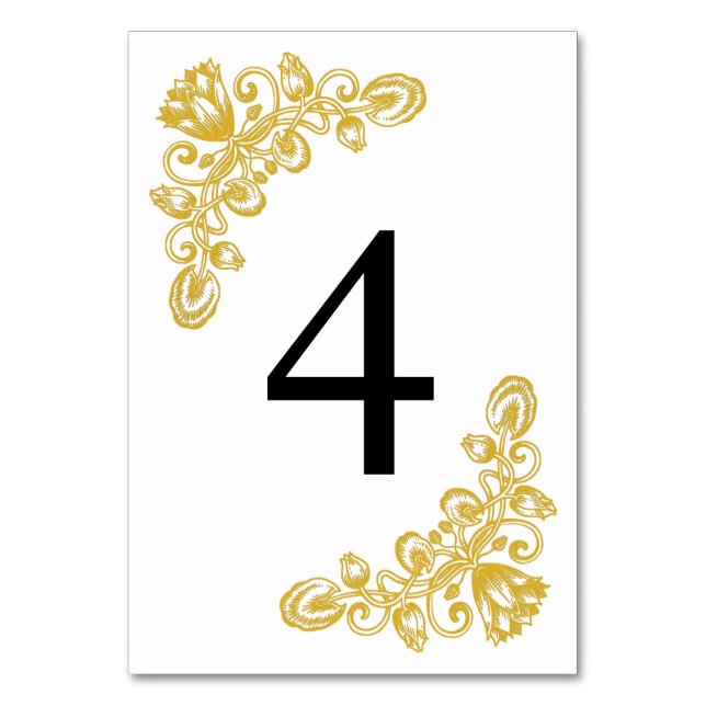 Vintage Gold Table 4 Table Number (Front)