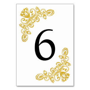 Vintage Gold Table 6 Table Number
